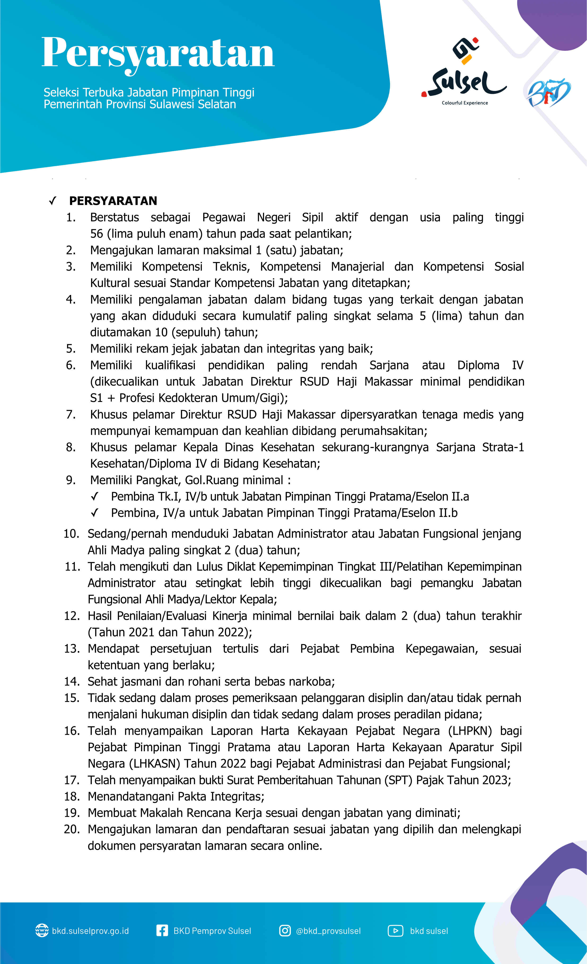 Persyaratan Seleksi Terbuka Prov Sulsel